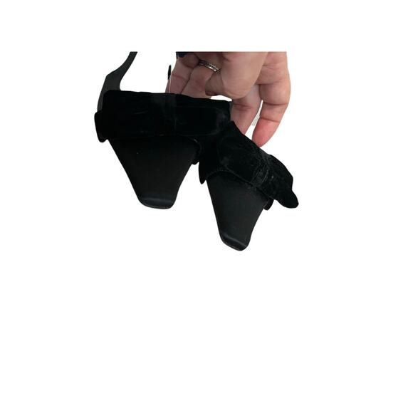 Anne Klein Vintage Slingback Heels 8.5 Black Satin Bow Kitten Made in Italy - Picture 7 of 9